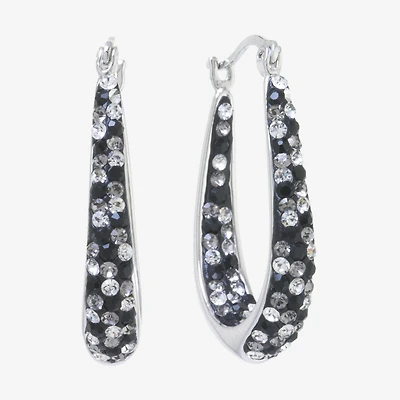 Sparkle Allure Womens Crystal 31.7mm Oval Hoop Earrings