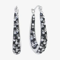 Sparkle Allure Womens Crystal 31.7mm Oval Hoop Earrings