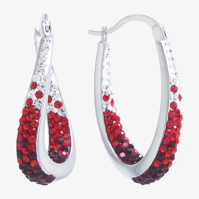 Sparkle Allure Womens Blue Crystal 32mm Hoop Earrings