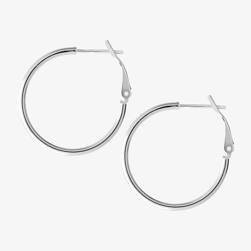 Silver Treasures Sterling Silver Hoop Earrings