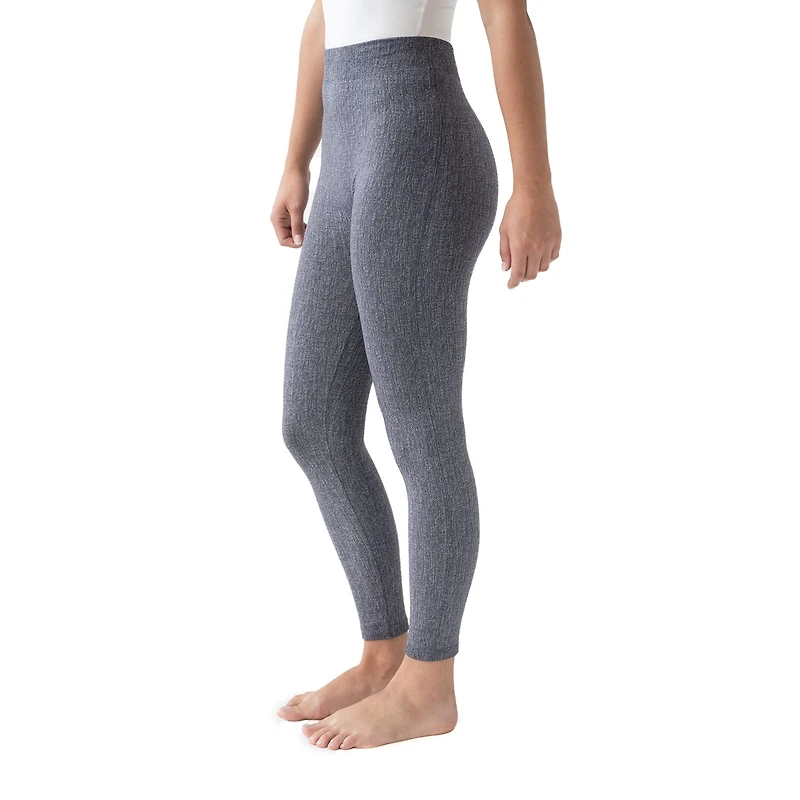 Muk Luks Faux Denim Womens Comfort Waistband Plus Full Length Leggings
