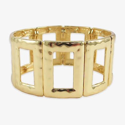 Bold Elements Silver Tone Hammered Rectangular Womens Stretch Bracelet