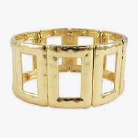 Bold Elements Silver Tone Hammered Rectangular Womens Stretch Bracelet