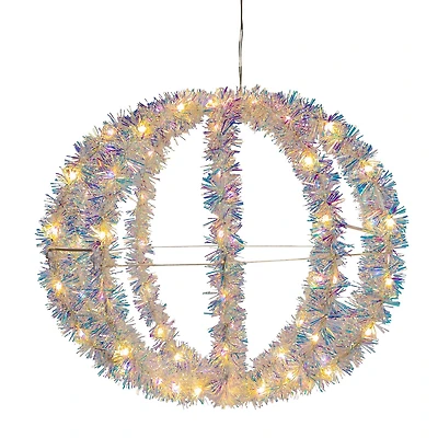 Kurt Adler 12-Inch Warm White LED Tinsel Foldable Sphere