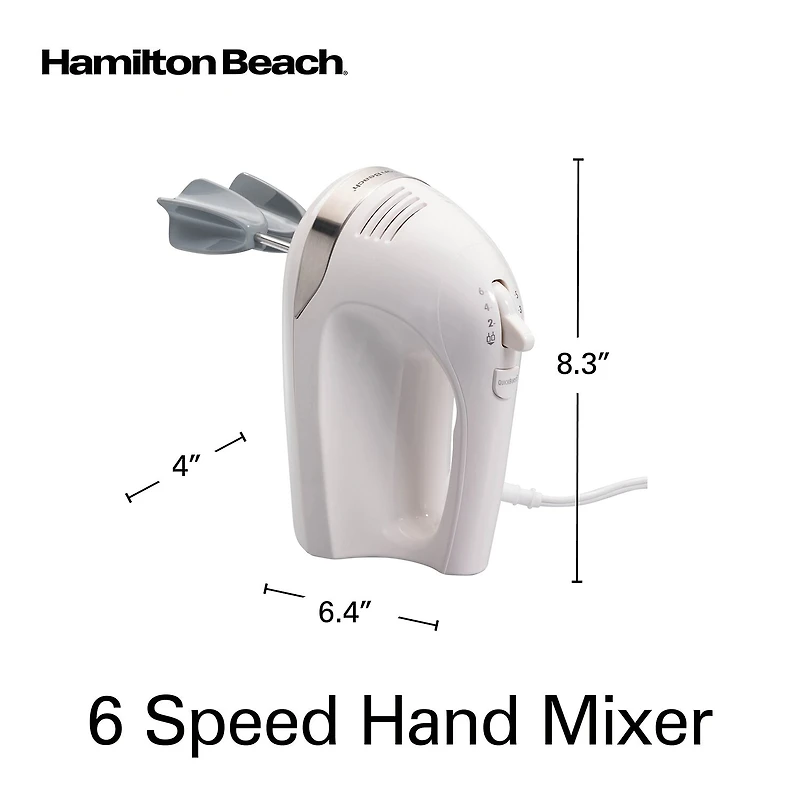 Hamilton Beach 6 Speed Hand Mixer with Snap-on Case and Easy Clean Beaters