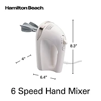 Hamilton Beach 6 Speed Hand Mixer with Snap-on Case and Easy Clean Beaters