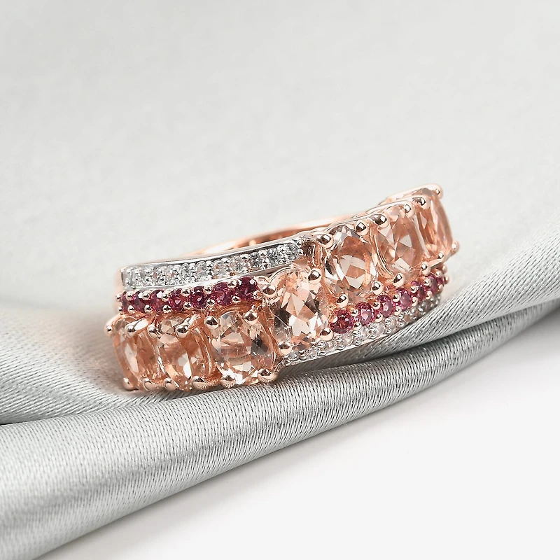 Limited Quantities! Womens Genuine Pink Morganite 14K Rose Gold Over Silver Cocktail Ring
