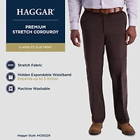 Haggar Stretch Corduroy Mens Classic Fit Flat Front Pant
