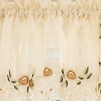 Sweet Home Collection Rosemary Linen Embroidered Rod Pocket Swag Valance
