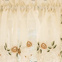 Sweet Home Collection Rosemary Linen Embroidered Rod Pocket Valance