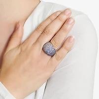Sparkle Allure Womens Purple Crystal Pure Silver Over Brass Dome Cocktail Ring