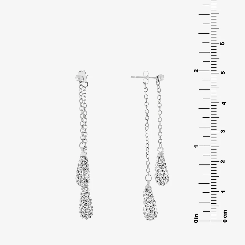 Sparkle Allure Womens Crystal Pure Silver Over Brass Pear Drop Earrings