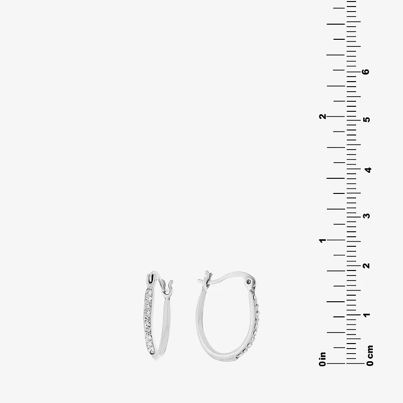 Silver Treasures Womens Crystal Sterling Silver 18mm Hoop Earrings