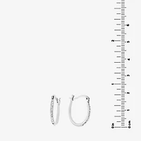 Silver Treasures Womens Crystal Sterling Silver 18mm Hoop Earrings