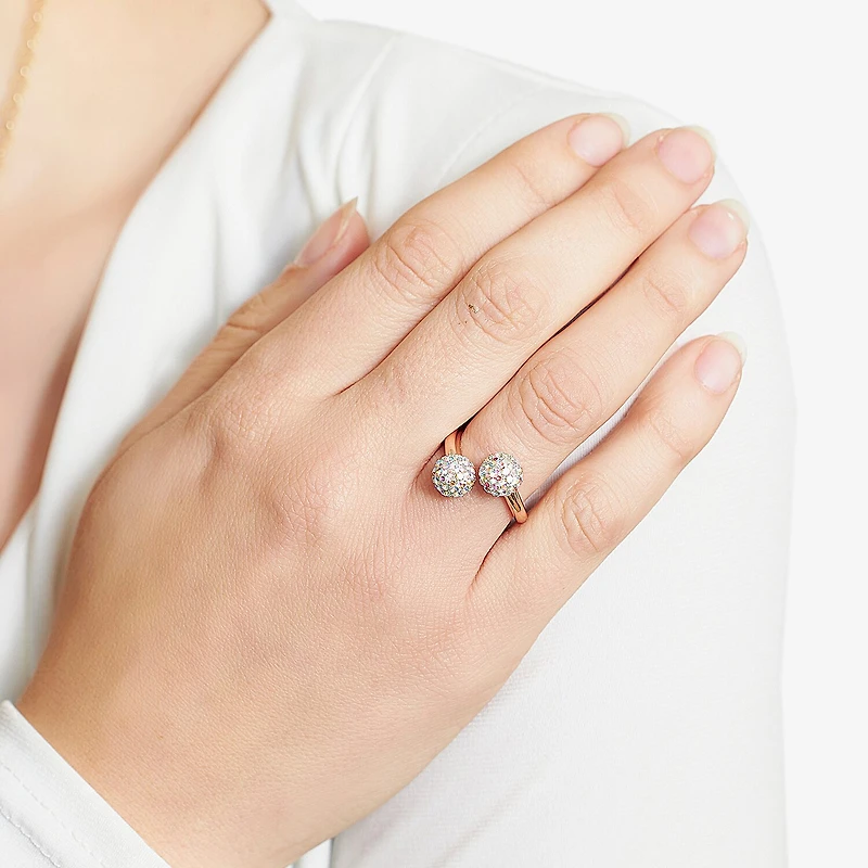 Sparkle Allure Womens Mystic Fire Crystal 14k Rose Gold Over Brass Bypass Cocktail Ring