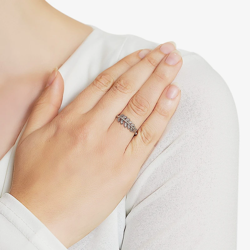 Silver Treasures Womens 2MM Cubic Zirconia Sterling Band