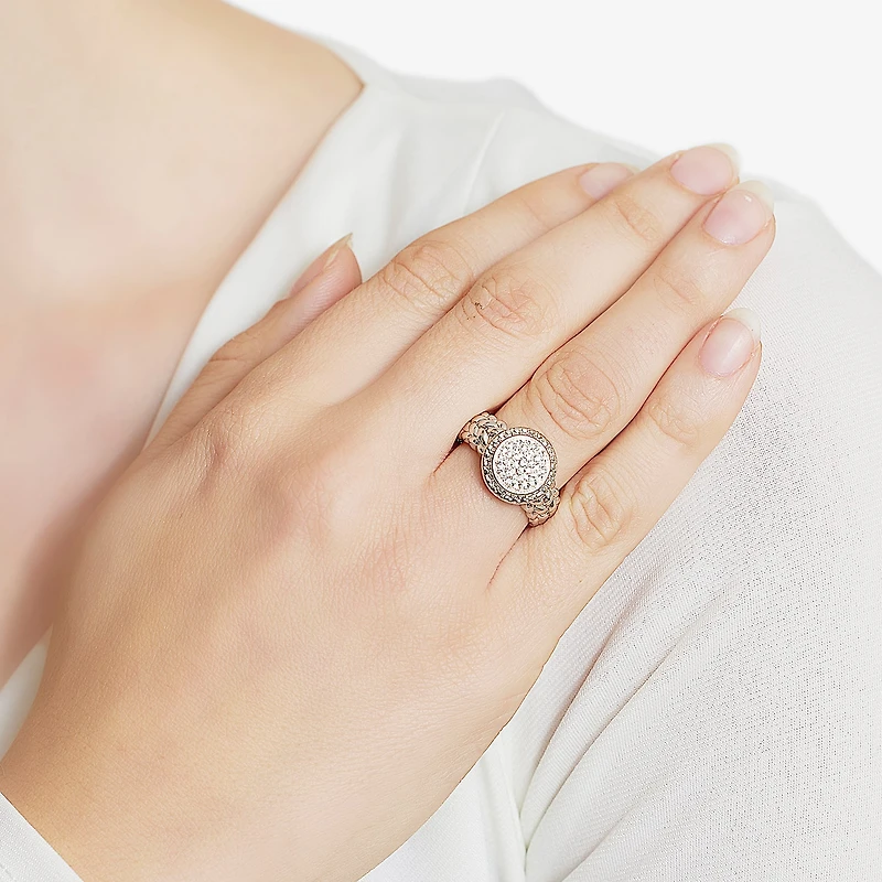 Sparkle Allure Pure Silver Over Brass Clear Crystal Cocktail Ring