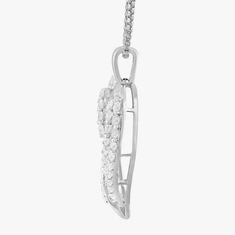 Womens 3/8 CT.T.W. Lab-Grown Diamond 10K White Gold Heart Pendant Necklace