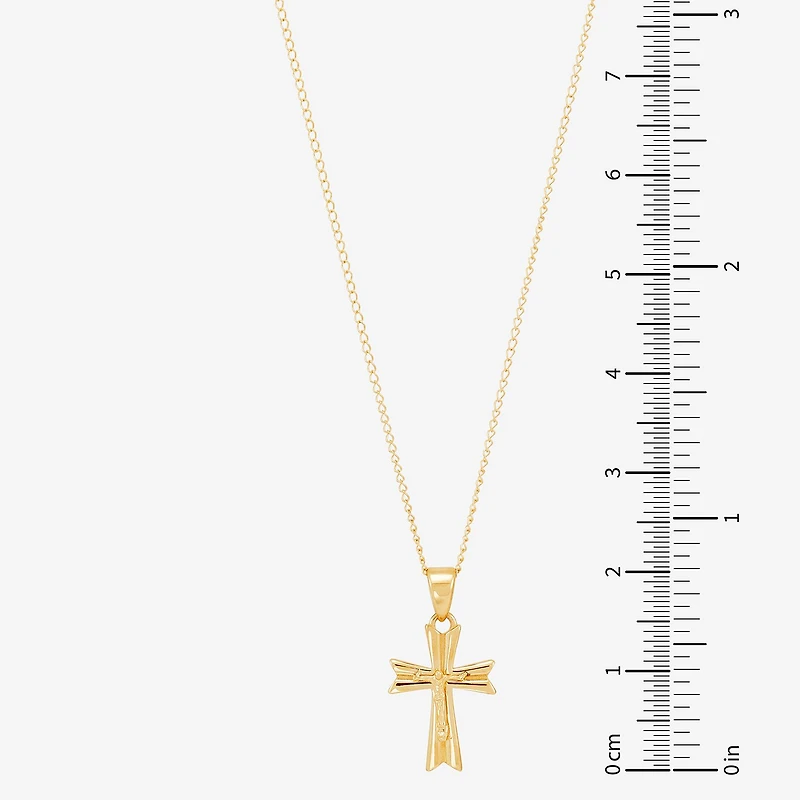 Girls 14K Gold Cross 13 Inch Pendant Necklace
