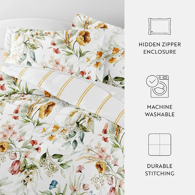 Casual Comfort Chintz Floral Midweight Down Alternative Comforter Set