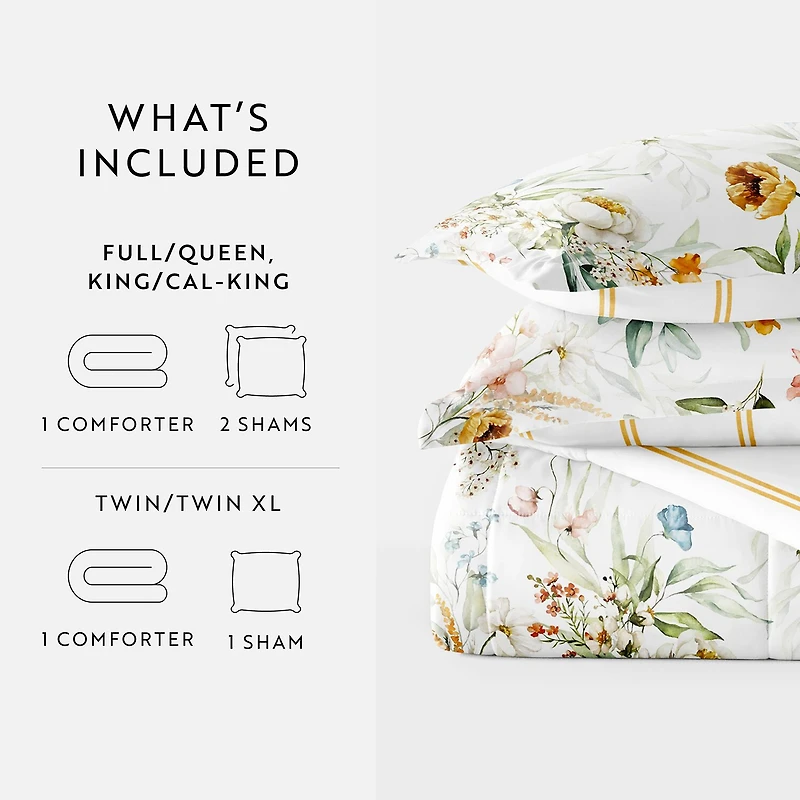 Casual Comfort Chintz Floral Midweight Down Alternative Comforter Set