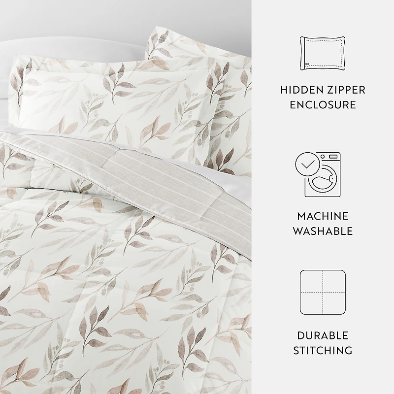 Casual Comfort Foliage Stripe Midweight Down Alternative Comforter Set
