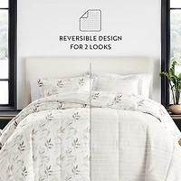 Casual Comfort Foliage Stripe Midweight Down Alternative Comforter Set