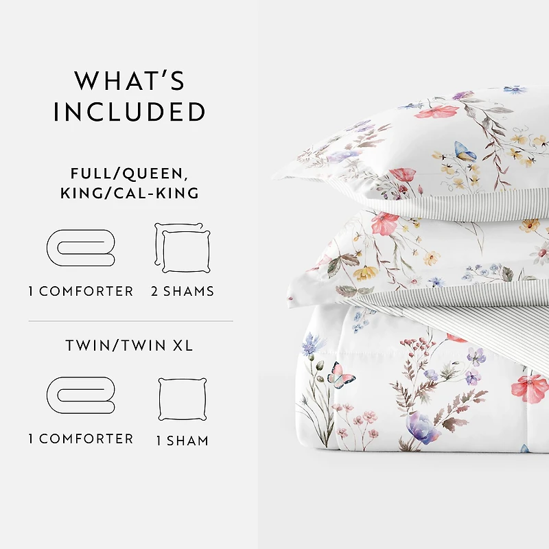Casual Comfort Meadow Floral Midweight Down Alternative Comforter Set
