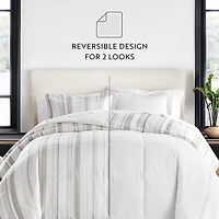 Casual Comfort Vertical Stripe Midweight Down Alternative Comforter Set