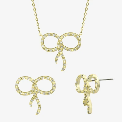 Sparkle Allure Womens Cubic Zirconia 14K Gold Over Brass Bow 2-pc. Jewelry Set