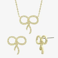 Sparkle Allure Womens Cubic Zirconia 14K Gold Over Brass Bow 2-pc. Jewelry Set