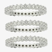 Sparkle Allure Womens Cubic Zirconia Pure Silver Over Brass Eternity Ring Set