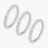 Sparkle Allure Womens Cubic Zirconia Pure Silver Over Brass Eternity Ring Set