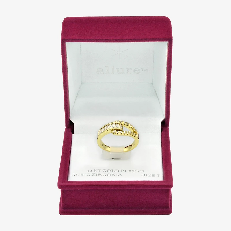 Sparkle Allure Buckle Womens 3MM Cubic Zirconia 14K Gold Over Brass Band