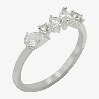 Sparkle Allure Womens 2MM Cubic Zirconia Pure Silver Over Brass 5-Stone Cluster Band