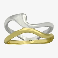 Sparkle Allure Irregular Womens 3.5MM 14K Gold Over Brass Pure Silver Crossover Band