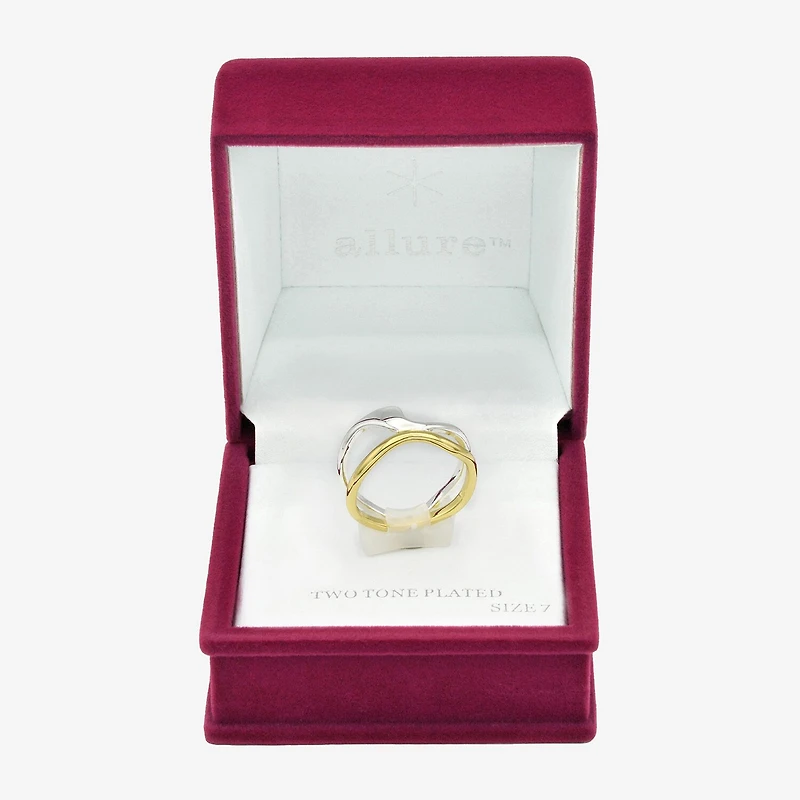 Sparkle Allure Irregular Womens 3.5MM 14K Gold Over Brass Pure Silver Crossover Band