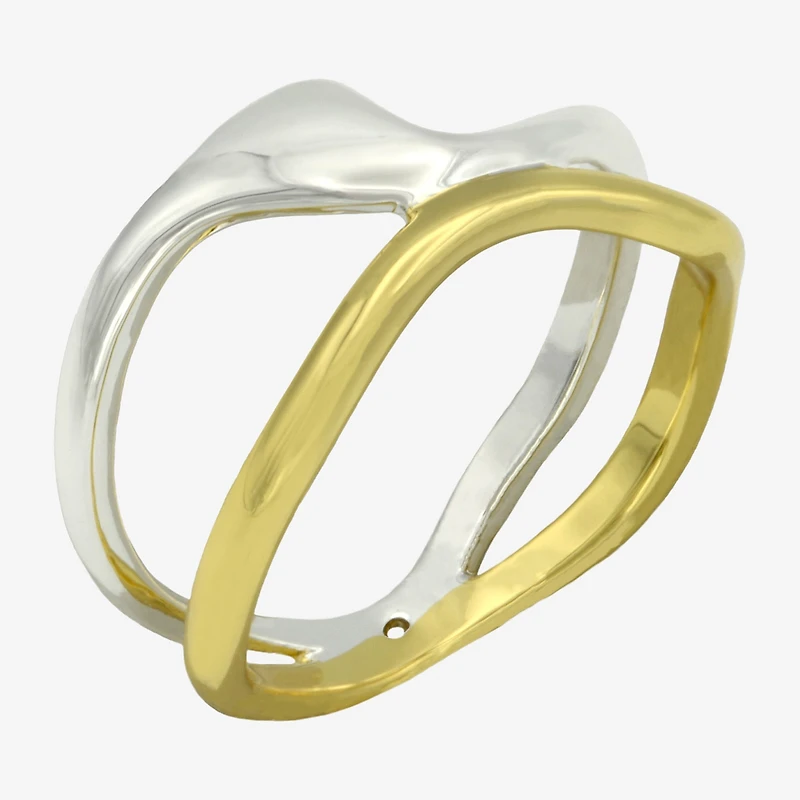 Sparkle Allure Irregular Womens 3.5MM 14K Gold Over Brass Pure Silver Crossover Band