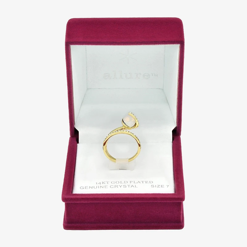 Sparkle Allure Wrap Womens White Crystal 14K Gold Over Brass Pear Bypass  Cocktail Ring