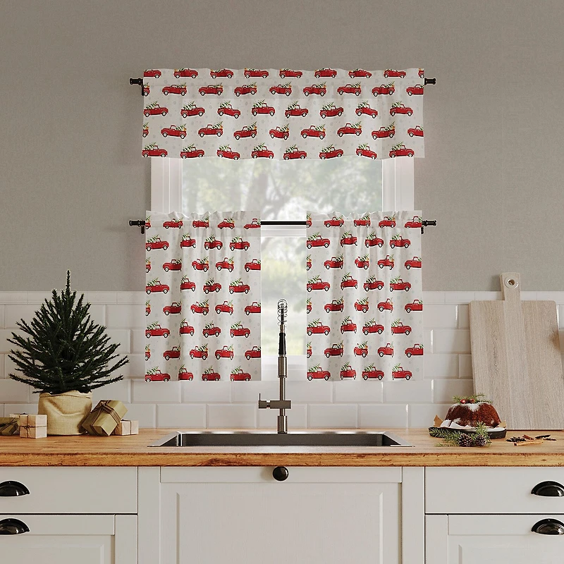 No 918 Christmas Truck Rod Pocket Tailored Valance
