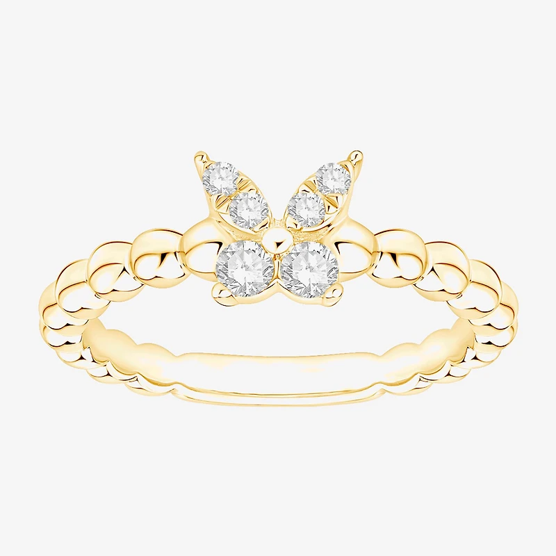 Butterfly (Vs2, F) Womens 1/6 CT. T.W. Lab Grown White Diamond 14K Gold Over Silver Cocktail Ring