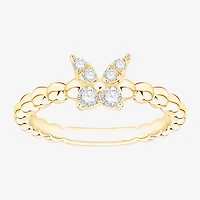 Butterfly (Vs2, F) Womens 1/6 CT. T.W. Lab Grown White Diamond 14K Gold Over Silver Cocktail Ring