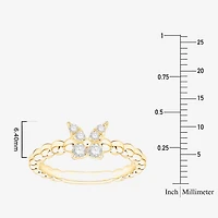 Butterfly (Vs2, F) Womens 1/6 CT. T.W. Lab Grown White Diamond 14K Gold Over Silver Cocktail Ring