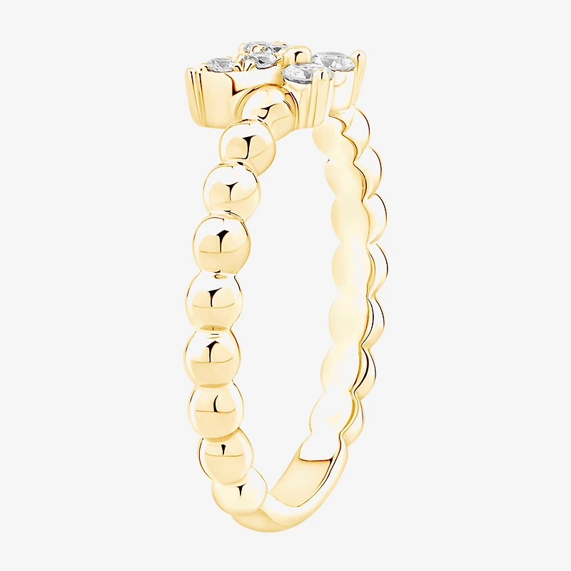 Butterfly (Vs2, F) Womens 1/6 CT. T.W. Lab Grown White Diamond 14K Gold Over Silver Cocktail Ring