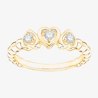 (Vs2, F) Womens 1/6 CT. T.W. Lab Grown White Diamond 14K Gold Over Silver Heart Cocktail Ring