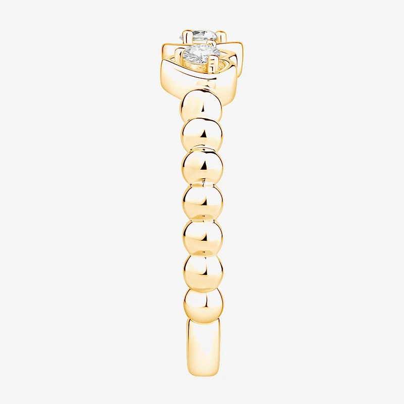 (Vs2, F) Womens 1/6 CT. T.W. Lab Grown White Diamond 14K Gold Over Silver Heart Cocktail Ring