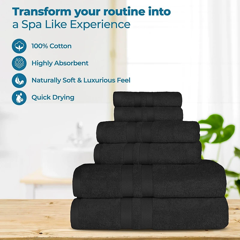 SUPERIOR® Ultra Collection | 100% Cotton 6-pc. Quick Dry Solid Bath Towel Set
