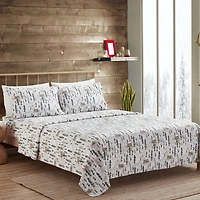 Sweet Home Collection™ Winter Cabin Printed Extra Deep Pocket Flannel Sheet Set