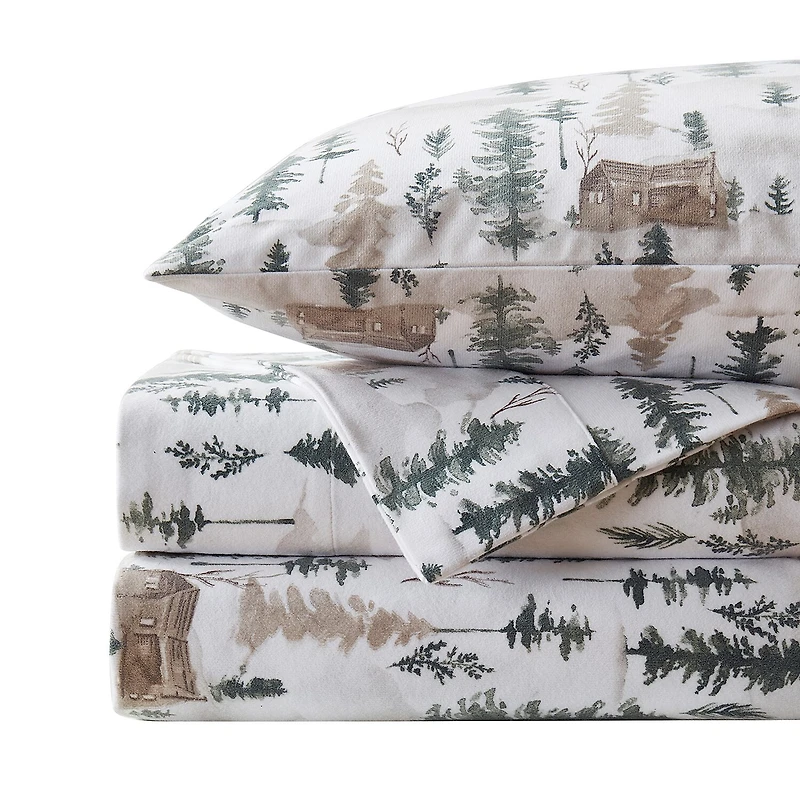 Sweet Home Collection™ Winter Cabin Printed Extra Deep Pocket Flannel Sheet Set