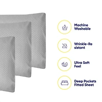 Sweet Home Collection™ 6 Piece Polka Dots Printed Sheet Set, Deluxe Ultra Soft 1500 Series, Double Brushed Microfiber